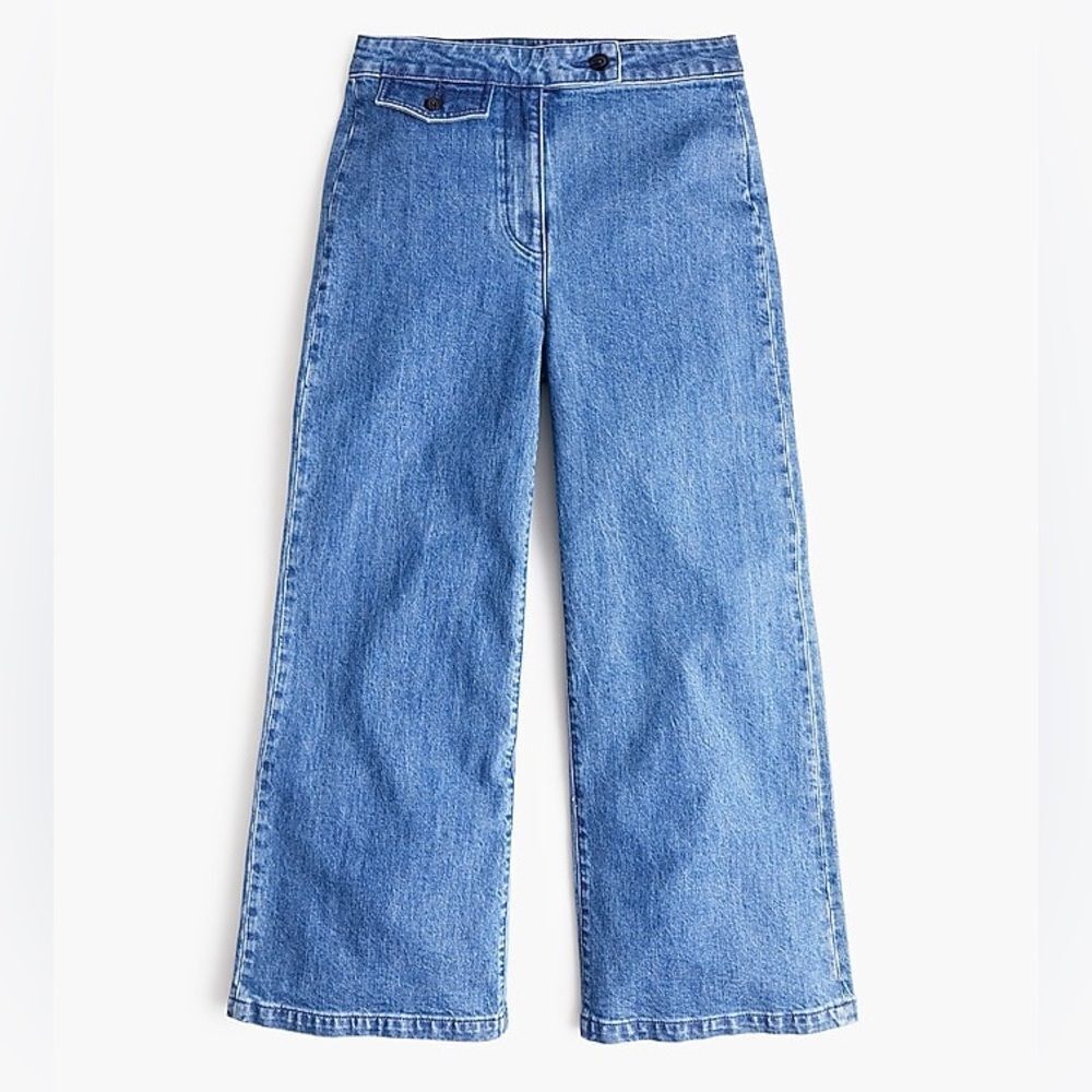 J Crew Point Sur Wide Leg Crop High Rise Jeans, Size 31 - Picture 3 of 9